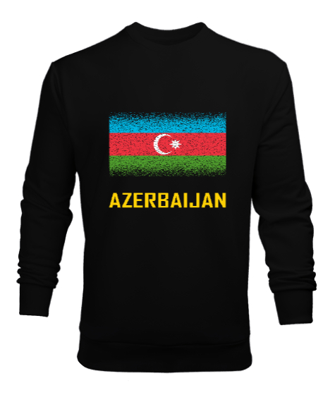 Tisho - Azerbaycan,Azerbaijan,Azerbaycan Bayrağı,Azerbaycan logosu. Siyah Erkek Sweatshirt