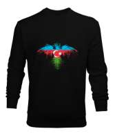 Azerbaycan,Azerbaijan,Azerbaycan Bayrağı,Azerbaycan logosu. Siyah Erkek Sweatshirt - Thumbnail