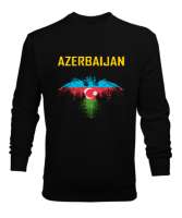 Azerbaycan,Azerbaijan,Azerbaycan Bayrağı,Azerbaycan logosu. Siyah Erkek Sweatshirt - Thumbnail