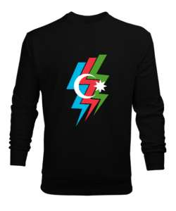 Azerbaycan,Azerbaijan,Azerbaycan Bayrağı,Azerbaycan logosu. Siyah Erkek Sweatshirt