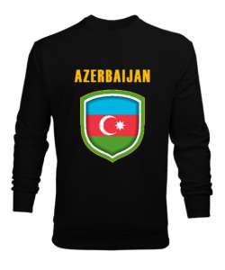 Azerbaycan,Azerbaijan,Azerbaycan Bayrağı,Azerbaycan logosu. Siyah Erkek Sweatshirt