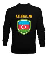 Azerbaycan,Azerbaijan,Azerbaycan Bayrağı,Azerbaycan logosu. Siyah Erkek Sweatshirt - Thumbnail