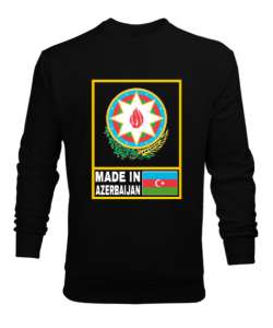 Azerbaycan,Azerbaijan,Azerbaycan Bayrağı,Azerbaycan logosu. Siyah Erkek Sweatshirt