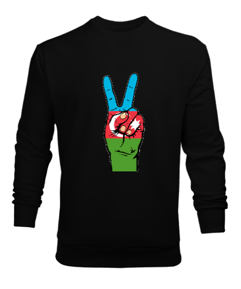 Tisho - Azerbaycan,Azerbaijan,Azerbaycan Bayrağı,Azerbaycan logosu. Siyah Erkek Sweatshirt