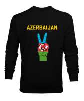 Azerbaycan,Azerbaijan,Azerbaycan Bayrağı,Azerbaycan logosu. Siyah Erkek Sweatshirt - Thumbnail