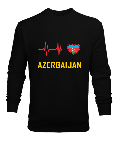 Tisho - Azerbaycan,Azerbaijan,Azerbaycan Bayrağı,Azerbaycan logosu. Siyah Erkek Sweatshirt