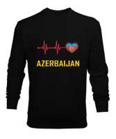 Azerbaycan,Azerbaijan,Azerbaycan Bayrağı,Azerbaycan logosu. Siyah Erkek Sweatshirt - Thumbnail