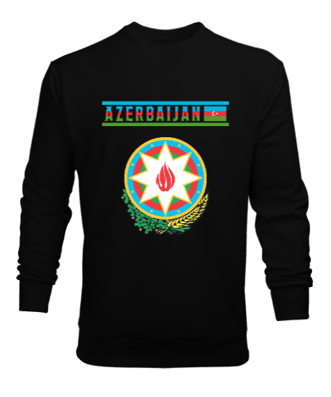 Tisho - Azerbaycan,Azerbaijan,Azerbaycan Bayrağı,Azerbaycan logosu. Siyah Erkek Sweatshirt