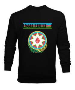 Azerbaycan,Azerbaijan,Azerbaycan Bayrağı,Azerbaycan logosu. Siyah Erkek Sweatshirt