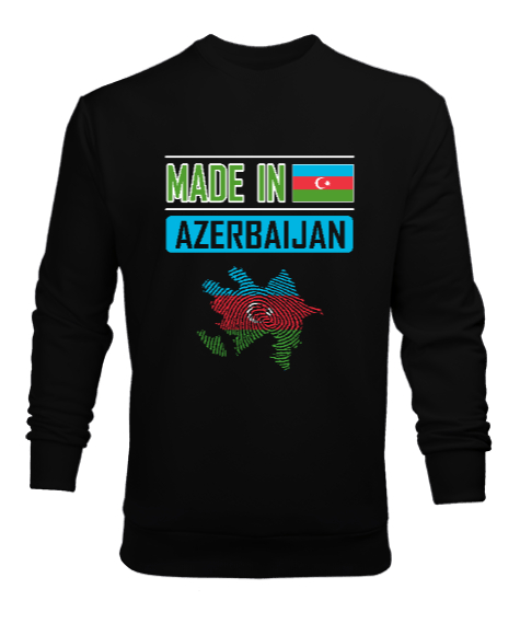 Tisho - Azerbaycan,Azerbaijan,Azerbaycan Bayrağı,Azerbaycan logosu. Siyah Erkek Sweatshirt