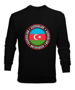 Azerbaycan,Azerbaijan,Azerbaycan Bayrağı,Azerbaycan logosu. Siyah Erkek Sweatshirt