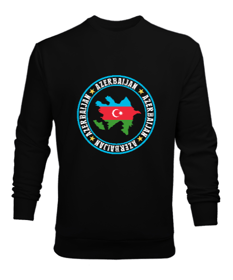 Tisho - Azerbaycan,Azerbaijan,Azerbaycan Bayrağı,Azerbaycan logosu. Siyah Erkek Sweatshirt