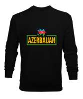 Azerbaycan,Azerbaijan,Azerbaycan Bayrağı,Azerbaycan logosu. Siyah Erkek Sweatshirt - Thumbnail