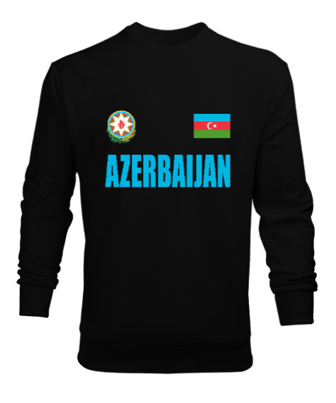 Tisho - Azerbaycan,Azerbaijan,Azerbaycan Bayrağı,Azerbaycan logosu. Siyah Erkek Sweatshirt