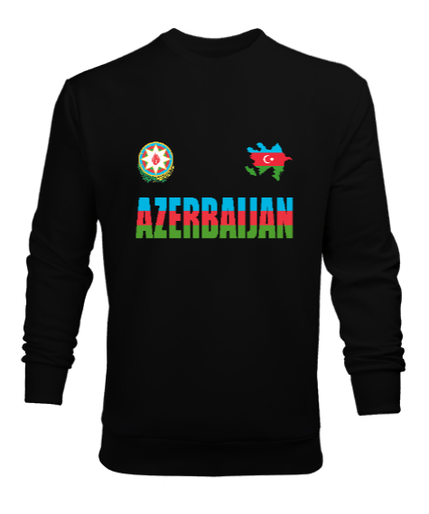 Tisho - Azerbaycan,Azerbaijan,Azerbaycan Bayrağı,Azerbaycan logosu. Siyah Erkek Sweatshirt