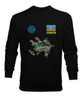 Azerbaycan,Azerbaijan,Azerbaycan Bayrağı,Azerbaycan logosu. Siyah Erkek Sweatshirt - Thumbnail