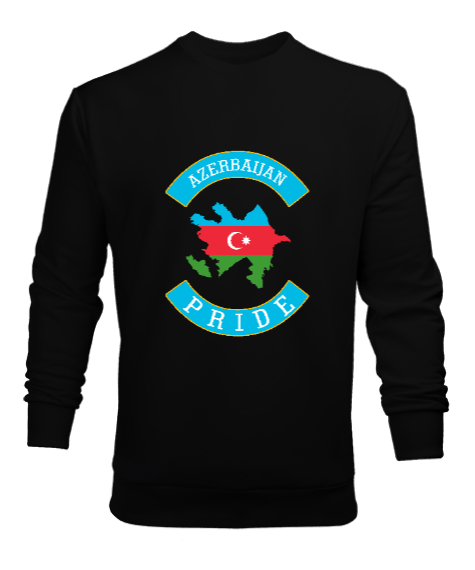 Tisho - Azerbaycan,Azerbaijan,Azerbaycan Bayrağı,Azerbaycan logosu. Siyah Erkek Sweatshirt