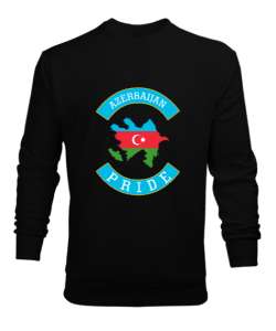 Azerbaycan,Azerbaijan,Azerbaycan Bayrağı,Azerbaycan logosu. Siyah Erkek Sweatshirt