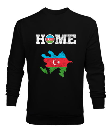 Tisho - Azerbaycan,Azerbaijan,Azerbaycan Bayrağı,Azerbaycan logosu. Siyah Erkek Sweatshirt