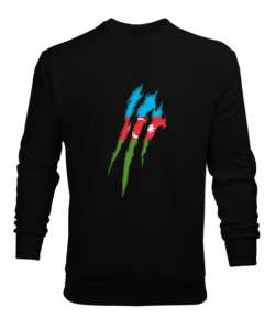 Azerbaycan,Azerbaijan,Azerbaycan Bayrağı,Azerbaycan logosu. Siyah Erkek Sweatshirt