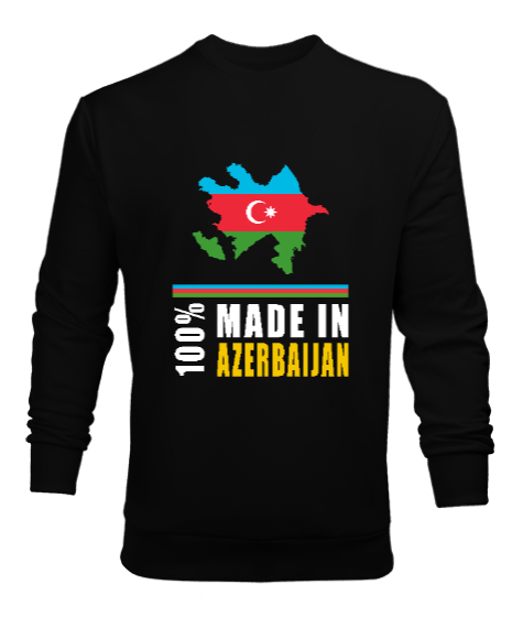 Tisho - Azerbaycan,Azerbaijan,Azerbaycan Bayrağı,Azerbaycan logosu. Siyah Erkek Sweatshirt