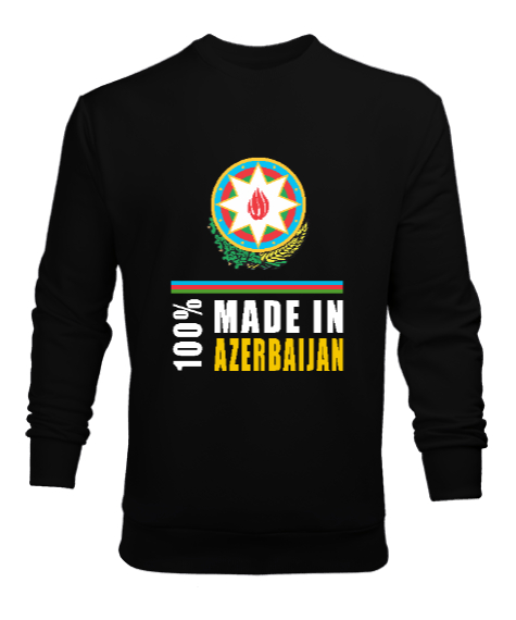 Tisho - Azerbaycan,Azerbaijan,Azerbaycan Bayrağı,Azerbaycan logosu. Siyah Erkek Sweatshirt