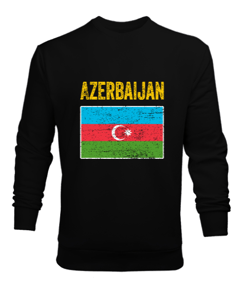 Tisho - Azerbaycan,Azerbaijan,Azerbaycan Bayrağı,Azerbaycan logosu. Siyah Erkek Sweatshirt