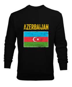 Azerbaycan,Azerbaijan,Azerbaycan Bayrağı,Azerbaycan logosu. Siyah Erkek Sweatshirt