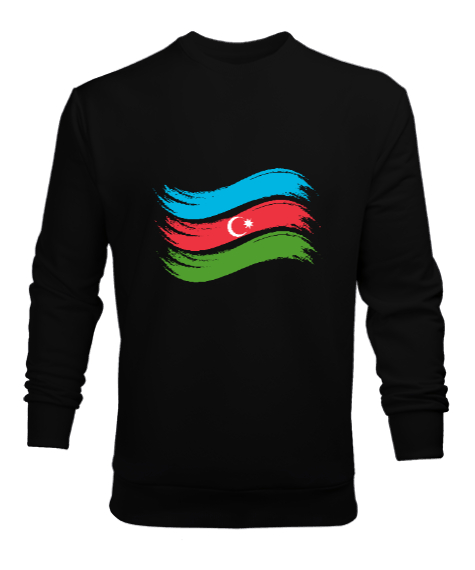 Tisho - Azerbaycan,Azerbaijan,Azerbaycan Bayrağı,Azerbaycan logosu. Siyah Erkek Sweatshirt