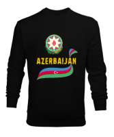 Azerbaycan,Azerbaijan,Azerbaycan Bayrağı,Azerbaycan logosu. Siyah Erkek Sweatshirt - Thumbnail