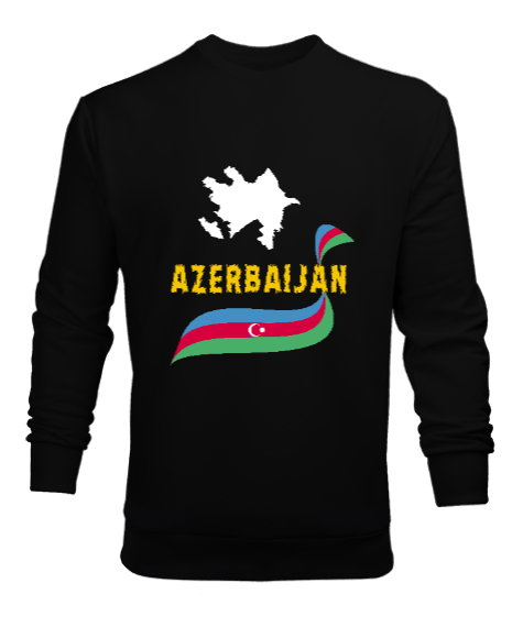 Tisho - Azerbaycan,Azerbaijan,Azerbaycan Bayrağı,Azerbaycan logosu. Siyah Erkek Sweatshirt