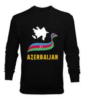 Azerbaycan,Azerbaijan,Azerbaycan Bayrağı,Azerbaycan logosu. Siyah Erkek Sweatshirt - Thumbnail