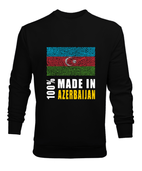 Tisho - Azerbaycan,Azerbaijan,Azerbaycan Bayrağı,Azerbaycan logosu. Siyah Erkek Sweatshirt