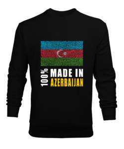 Azerbaycan,Azerbaijan,Azerbaycan Bayrağı,Azerbaycan logosu. Siyah Erkek Sweatshirt