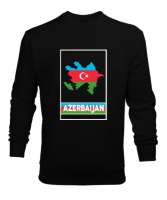 Azerbaycan,Azerbaijan,Azerbaycan Bayrağı,Azerbaycan logosu. Siyah Erkek Sweatshirt - Thumbnail