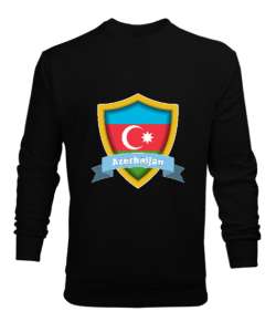 Azerbaycan,Azerbaijan,Azerbaycan Bayrağı,Azerbaycan logosu. Siyah Erkek Sweatshirt