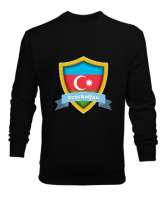 Azerbaycan,Azerbaijan,Azerbaycan Bayrağı,Azerbaycan logosu. Siyah Erkek Sweatshirt - Thumbnail