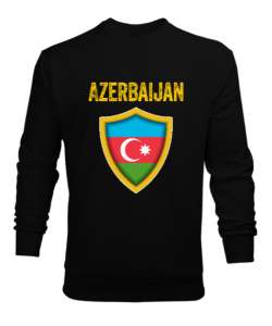 Azerbaycan,Azerbaijan,Azerbaycan Bayrağı,Azerbaycan logosu. Siyah Erkek Sweatshirt