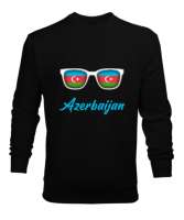 Azerbaycan,Azerbaijan,Azerbaycan Bayrağı,Azerbaycan logosu. Siyah Erkek Sweatshirt - Thumbnail