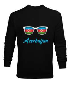 Azerbaycan,Azerbaijan,Azerbaycan Bayrağı,Azerbaycan logosu. Siyah Erkek Sweatshirt