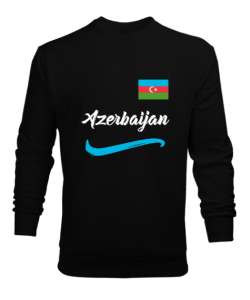 Azerbaycan,Azerbaijan,Azerbaycan Bayrağı,Azerbaycan logosu. Siyah Erkek Sweatshirt