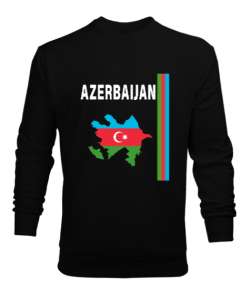 Azerbaycan,Azerbaijan,Azerbaycan Bayrağı,Azerbaycan logosu. Siyah Erkek Sweatshirt