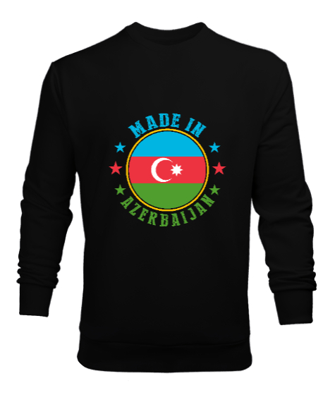 Tisho - Azerbaycan,Azerbaijan,Azerbaycan Bayrağı,Azerbaycan logosu. Siyah Erkek Sweatshirt