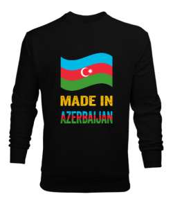 Azerbaycan,Azerbaijan,Azerbaycan Bayrağı,Azerbaycan logosu. Siyah Erkek Sweatshirt