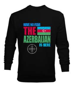 Azerbaycan,Azerbaijan,Azerbaycan Bayrağı,Azerbaycan logosu. Siyah Erkek Sweatshirt