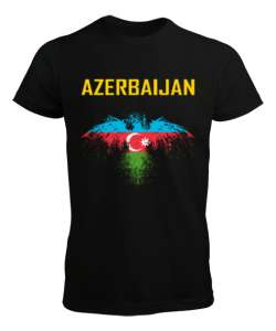 Azerbaycan,Azerbaijan,Azerbaycan Bayrağı,Azerbaycan logosu. Siyah Erkek Tişört