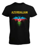 Azerbaycan,Azerbaijan,Azerbaycan Bayrağı,Azerbaycan logosu. Siyah Erkek Tişört - Thumbnail