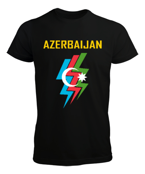 Tisho - Azerbaycan,Azerbaijan,Azerbaycan Bayrağı,Azerbaycan logosu. Siyah Erkek Tişört