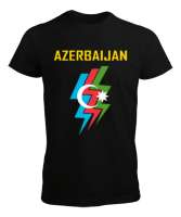 Azerbaycan,Azerbaijan,Azerbaycan Bayrağı,Azerbaycan logosu. Siyah Erkek Tişört - Thumbnail