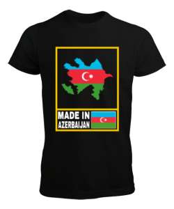 Azerbaycan,Azerbaijan,Azerbaycan Bayrağı,Azerbaycan logosu. Siyah Erkek Tişört